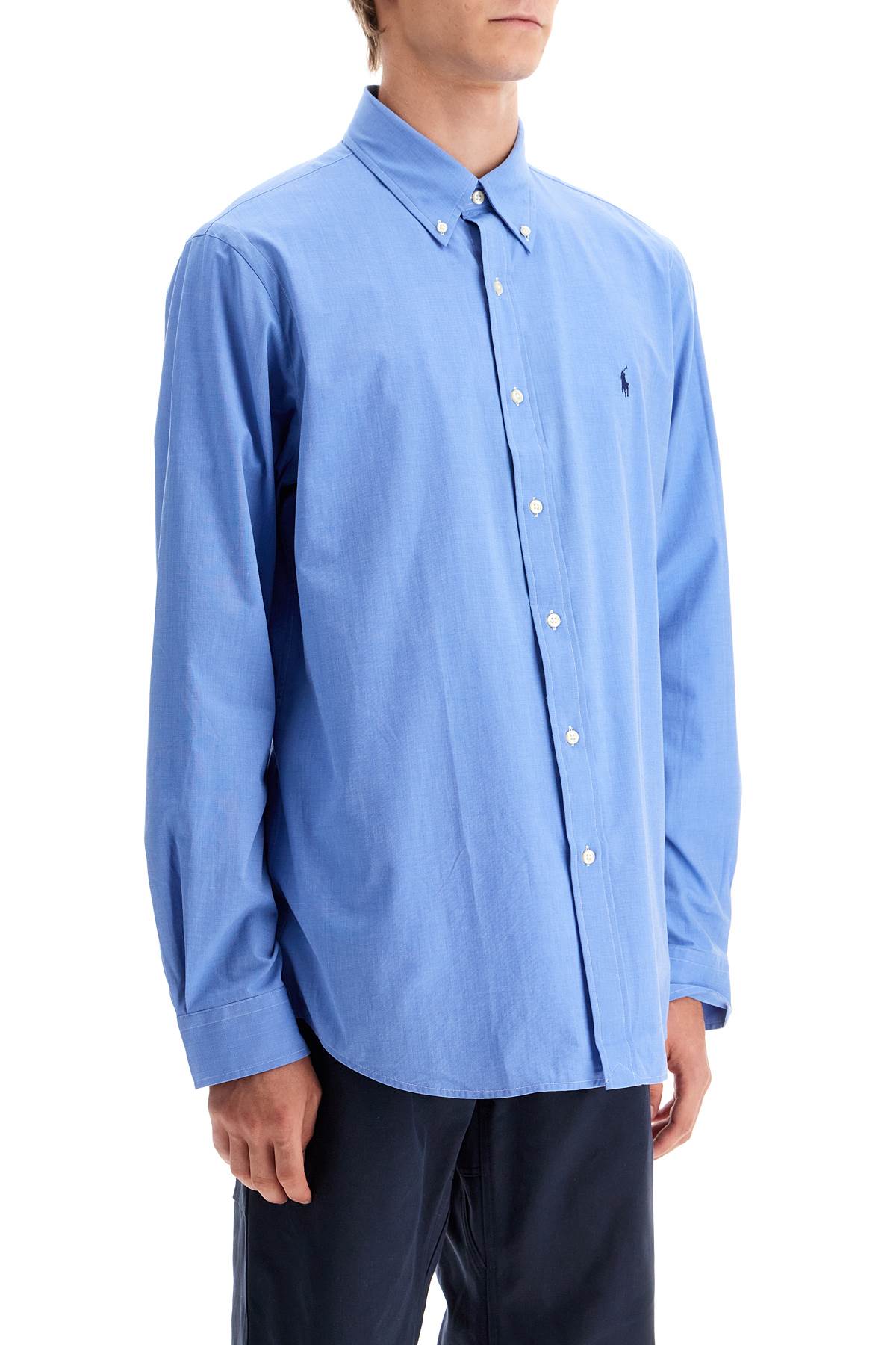 Custom Fit Cotton Stretch Shirt  - Blue