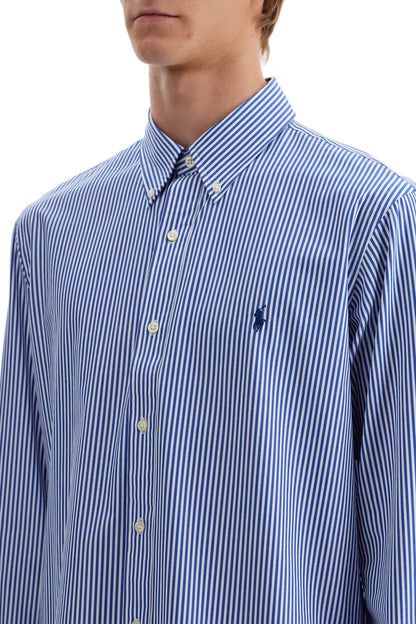 'striped Stretch Poplin Shirt With  - Blue