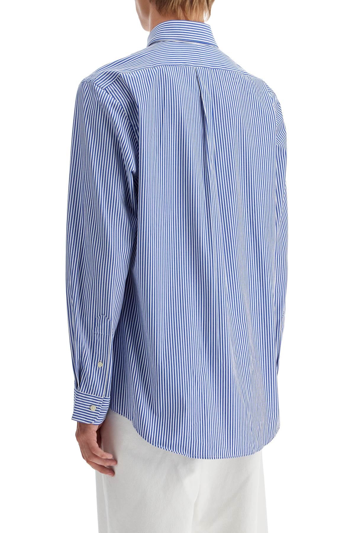 'striped Stretch Poplin Shirt With  - Blue