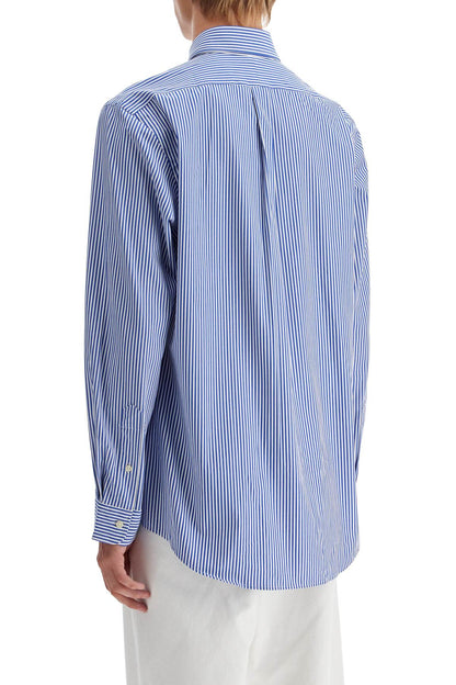 'striped Stretch Poplin Shirt With  - Blue