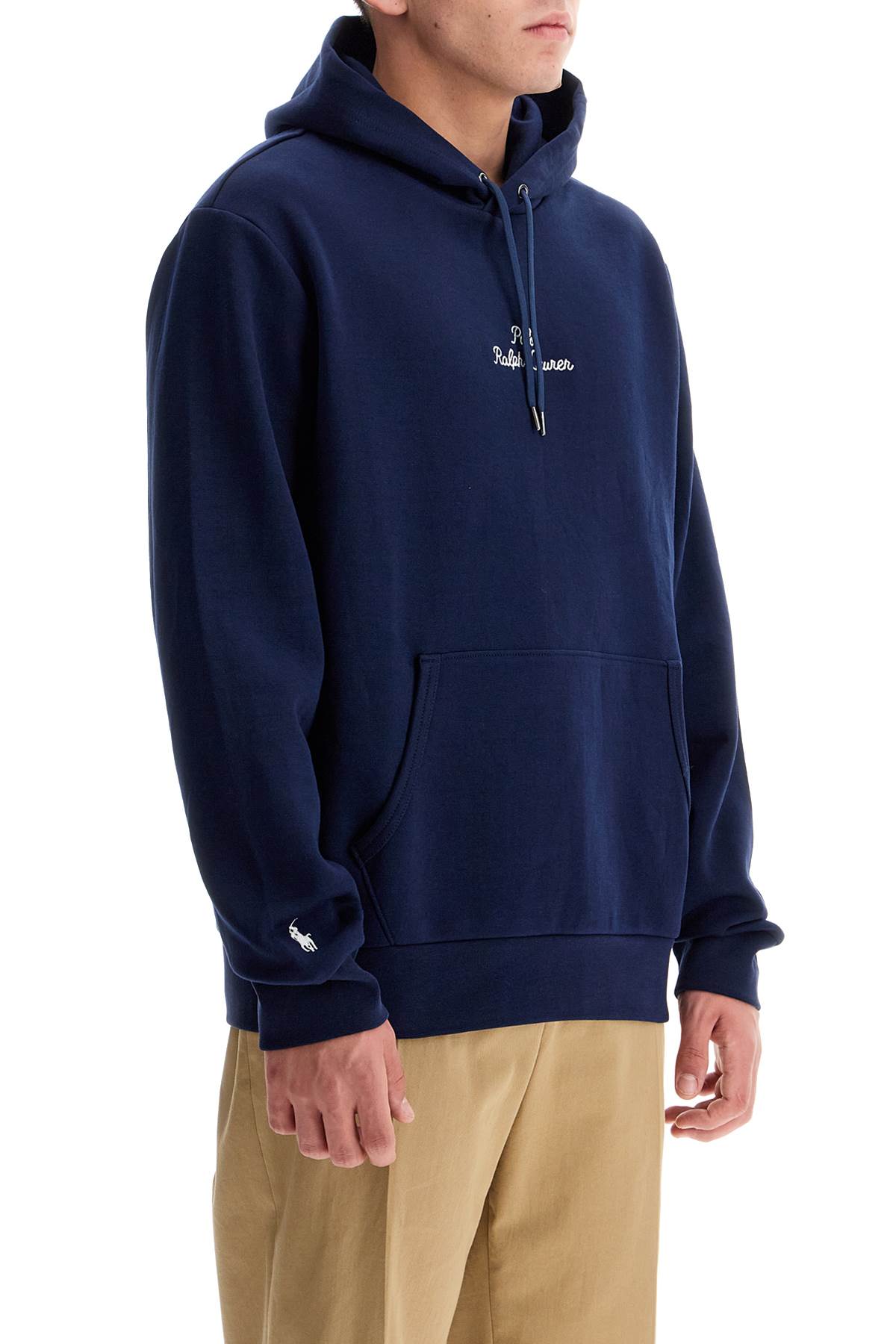 Hooded Sweatshirt With Embroidered Logo Letter  - Blue