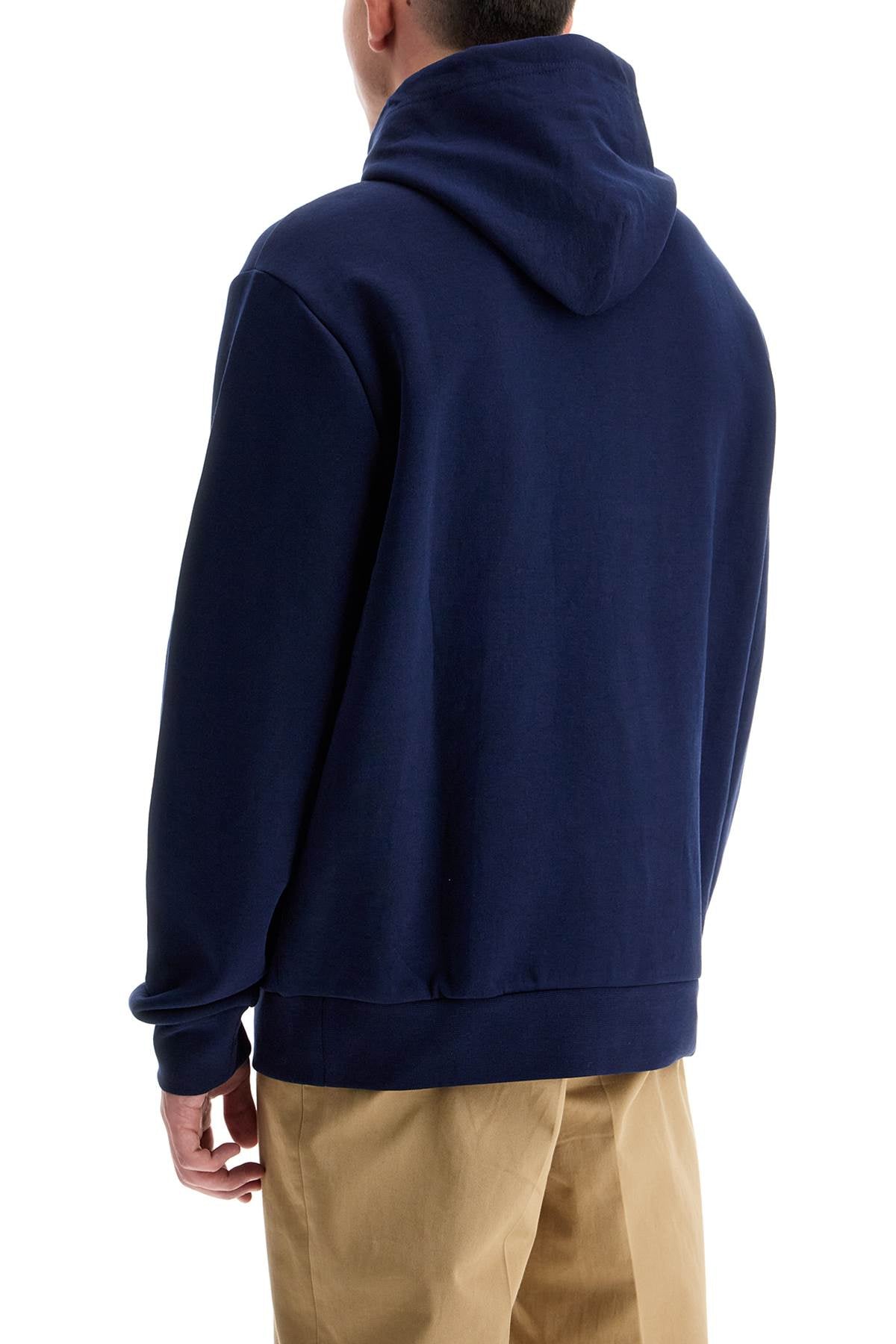 Hooded Sweatshirt With Embroidered Logo Letter  - Blue