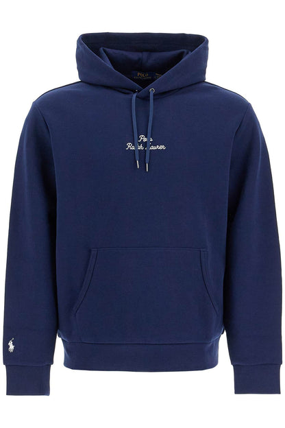 Hooded Sweatshirt With Embroidered Logo Letter  - Blue