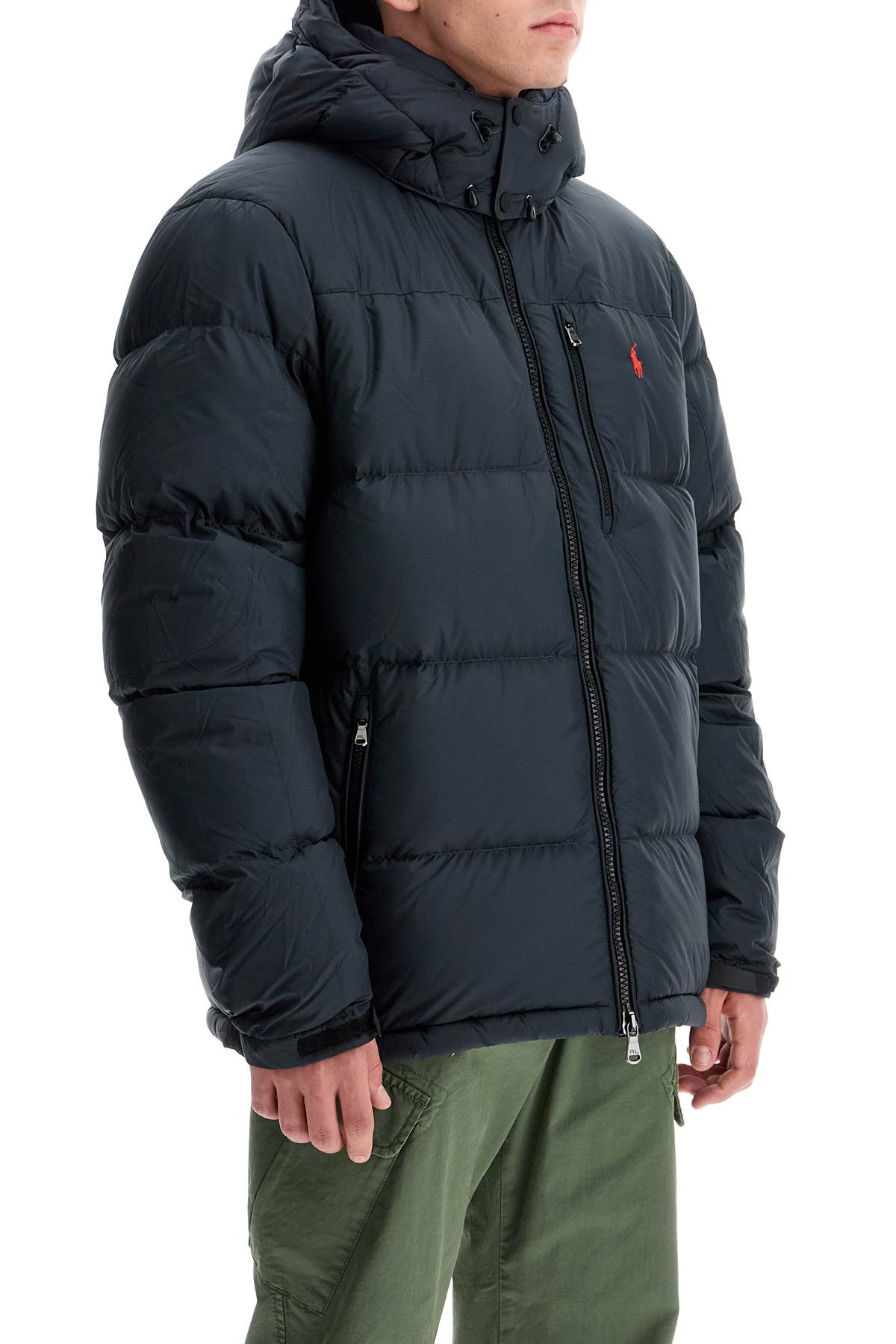 Ripstop Down Jacket With Hood  - Nero