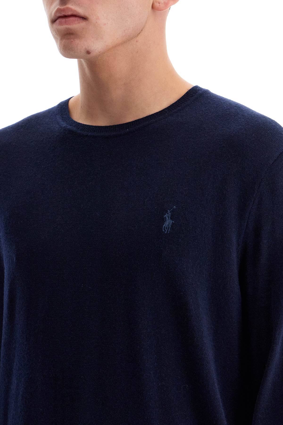 Crewneck Pullover With Embroidered  - Blue