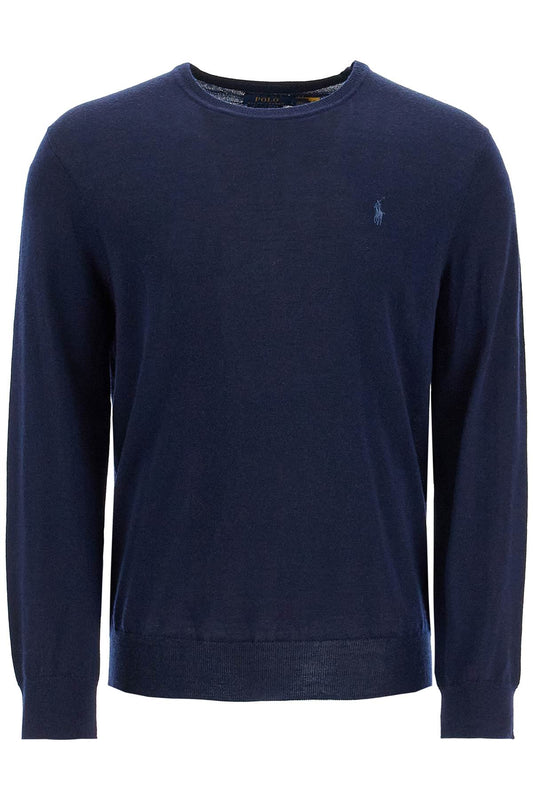 Crewneck Pullover With Embroidered  - Blue