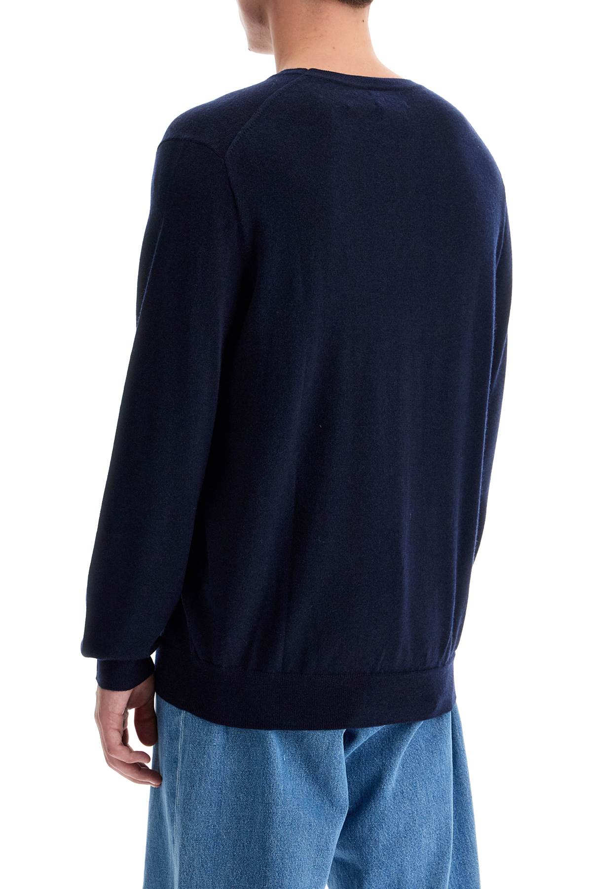 Crewneck Pullover With Embroidered  - Blue