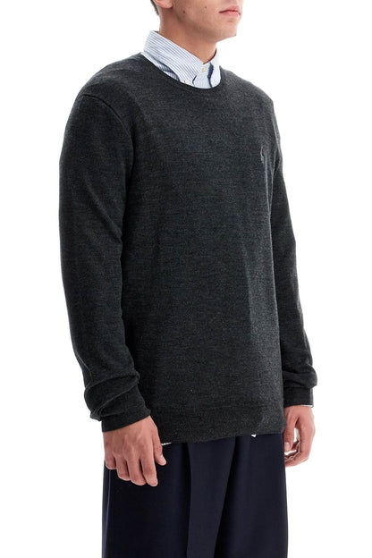 Crewneck Pullover With Embroidered  - Grey