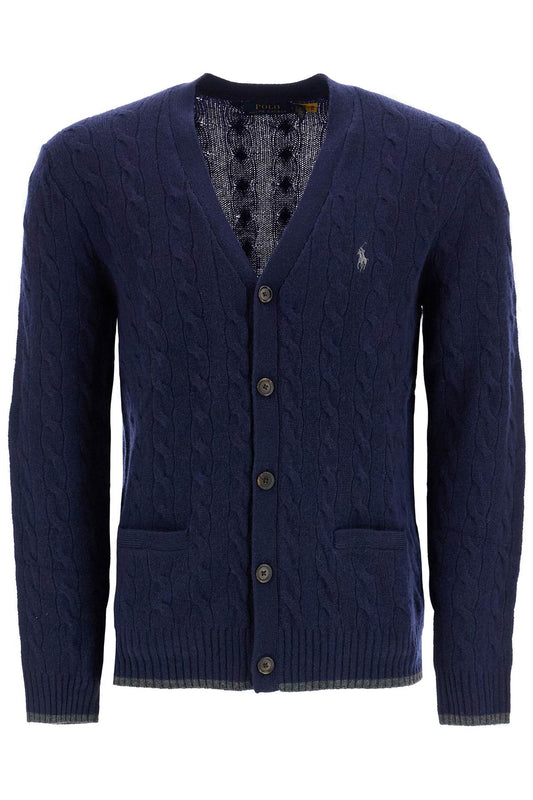 Wool And Cashmere Braided Cardigan  - Blue