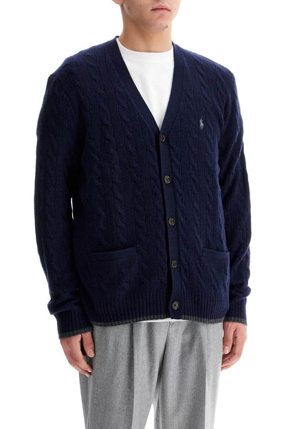 Wool And Cashmere Braided Cardigan  - Blue