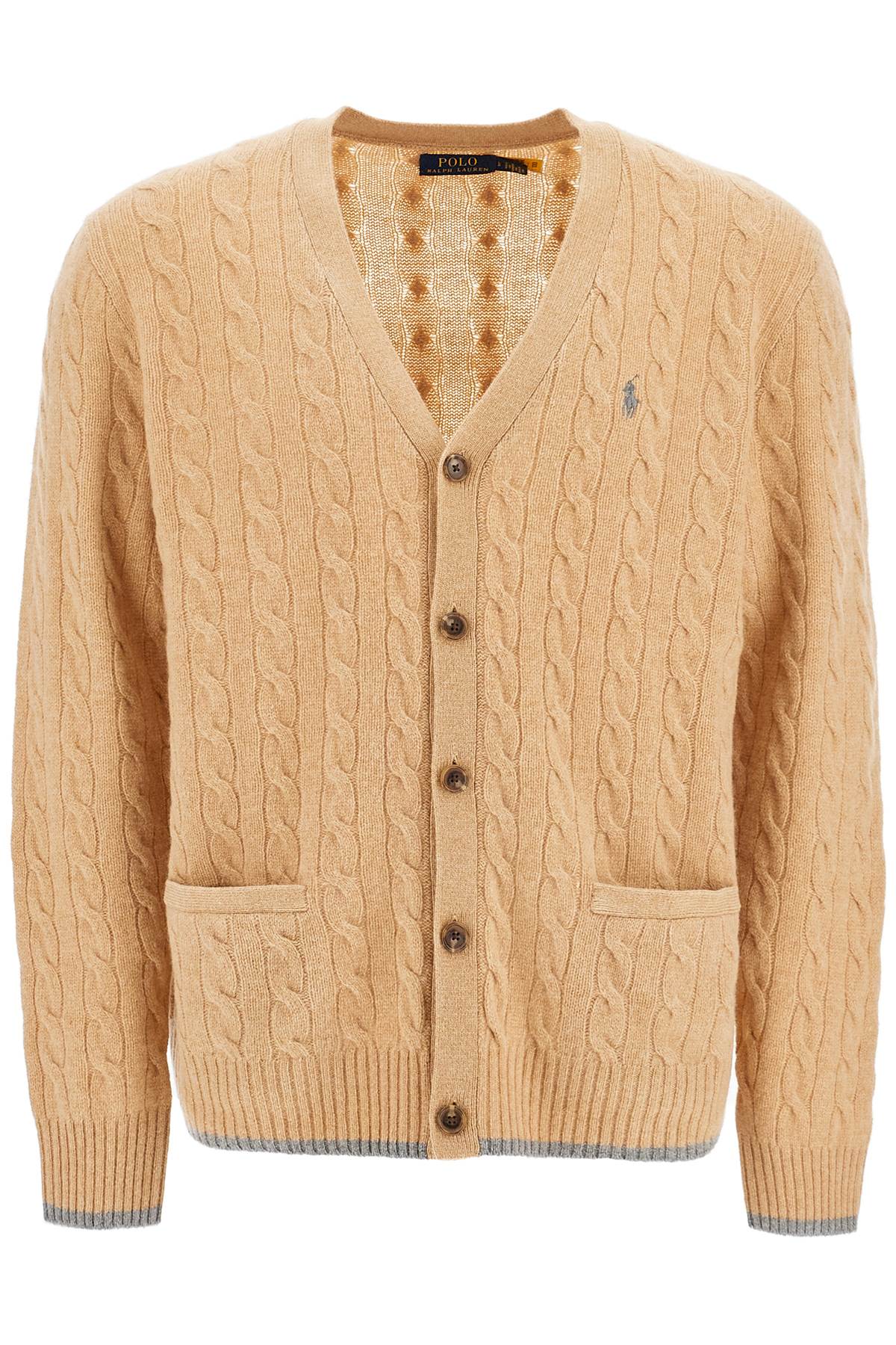 Wool And Cashmere Braided Cardigan  - Beige