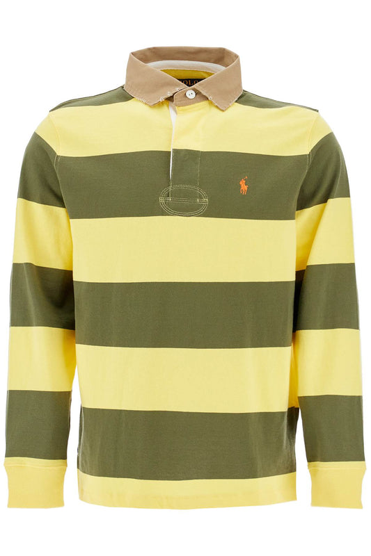 Olive Green And Yellow Striped Cotton Polo  - Green