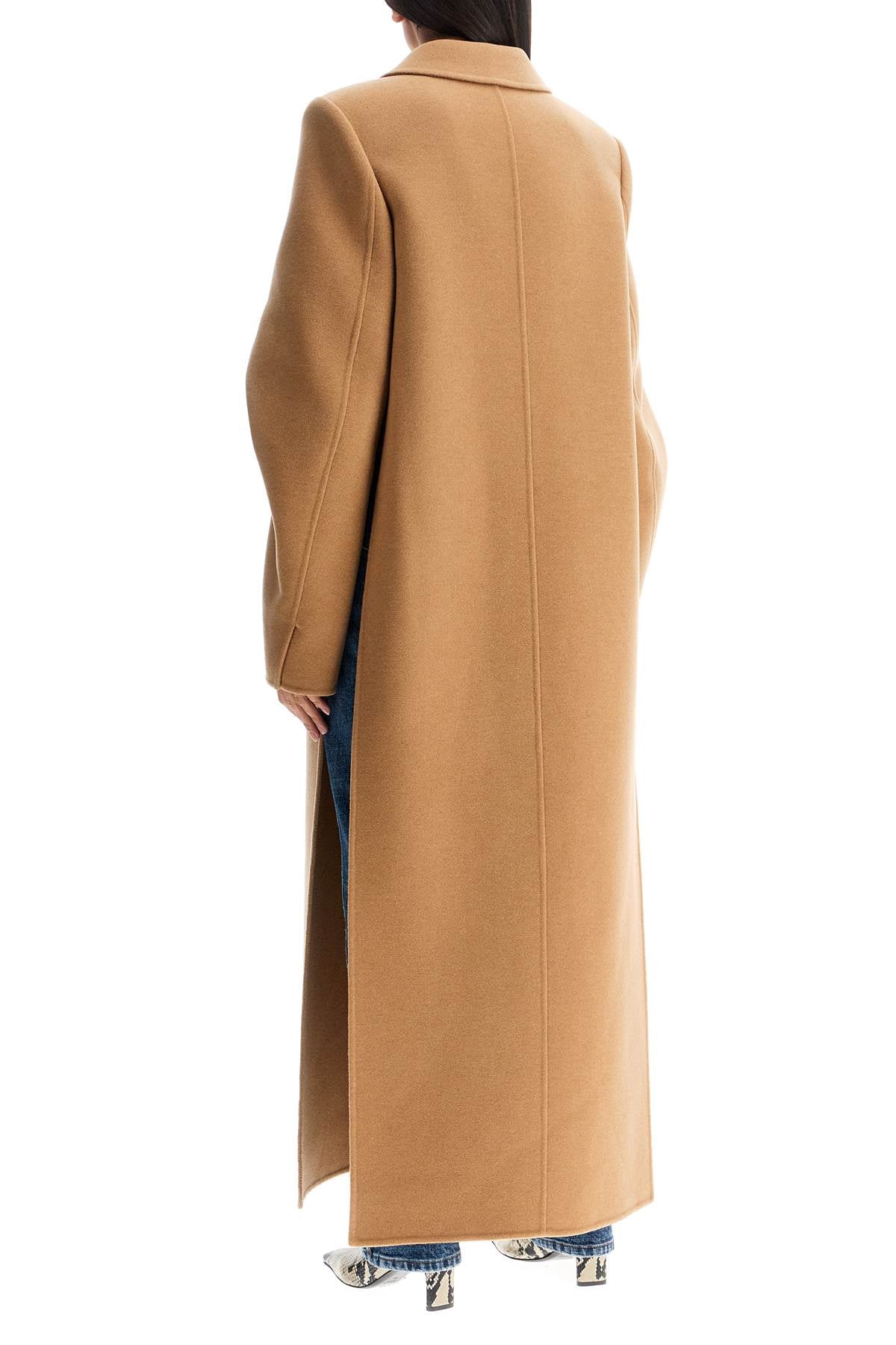 Long Coat With Deep Side Slits  - Beige