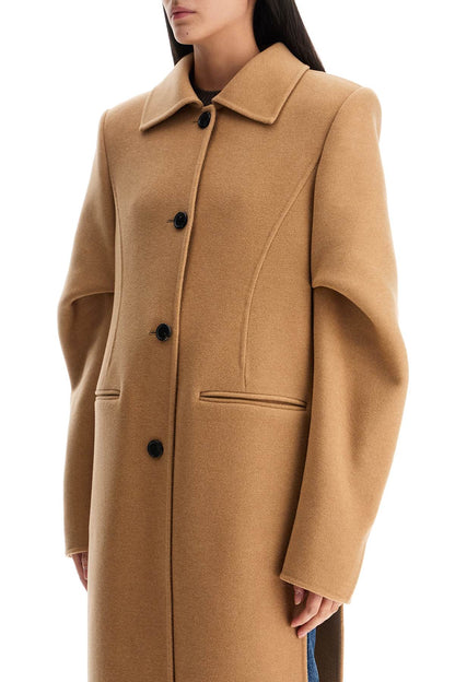 Long Coat With Deep Side Slits  - Beige