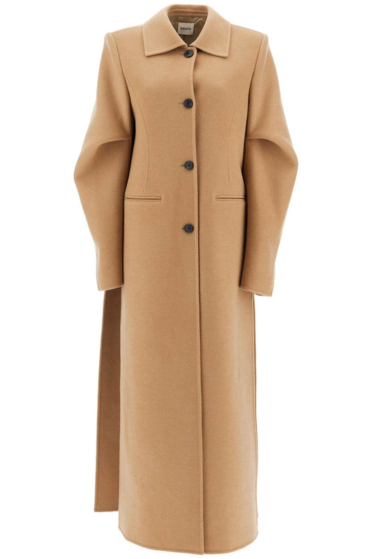 Long Coat With Deep Side Slits  - Beige