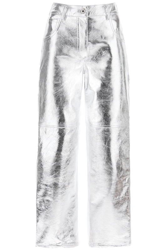 Sterling Pants In Laminated Leather  - Silver