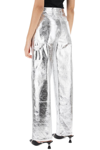 Sterling Pants In Laminated Leather  - Silver