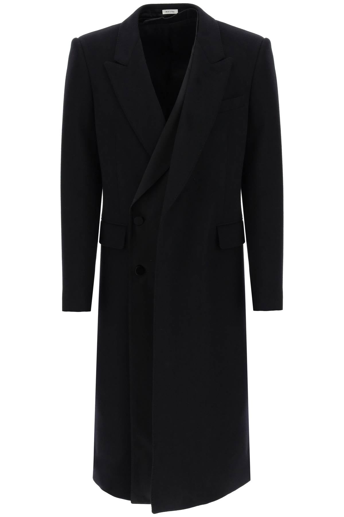 Trompe L'oeil Double-breasted Coat  - Black