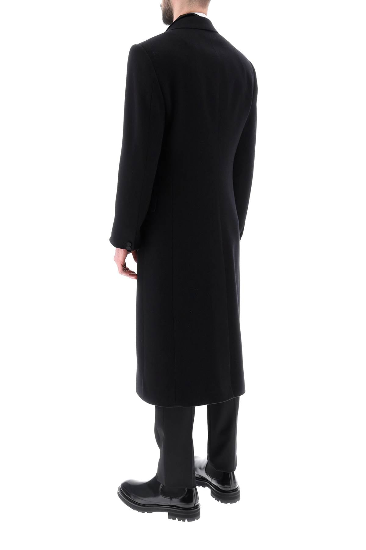 Trompe L'oeil Double-breasted Coat  - Black