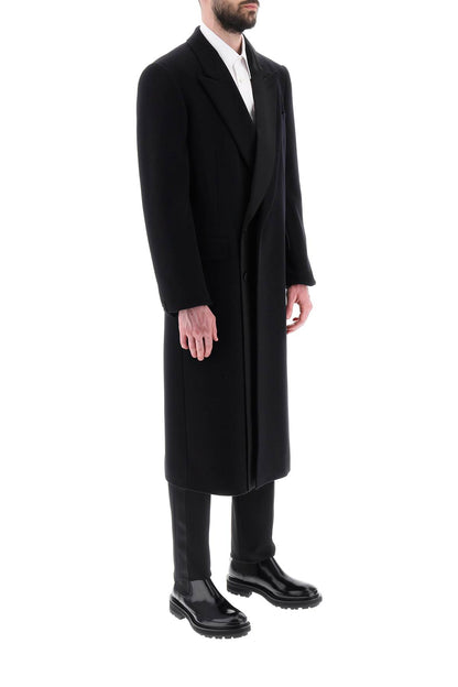 Trompe L'oeil Double-breasted Coat  - Black