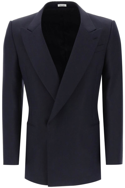 Wool And Mohair Double-breasted Blazer  - Black