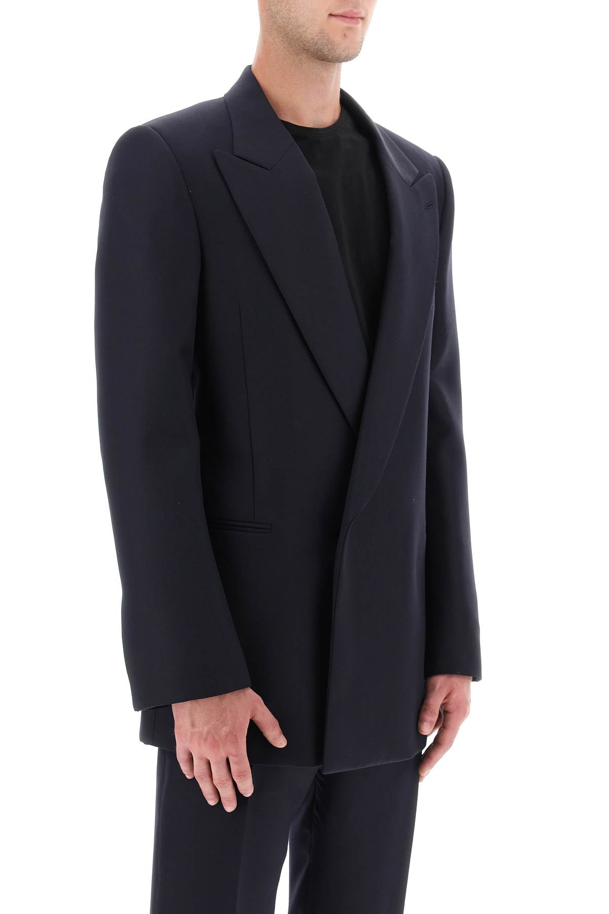 Wool And Mohair Double-breasted Blazer  - Black