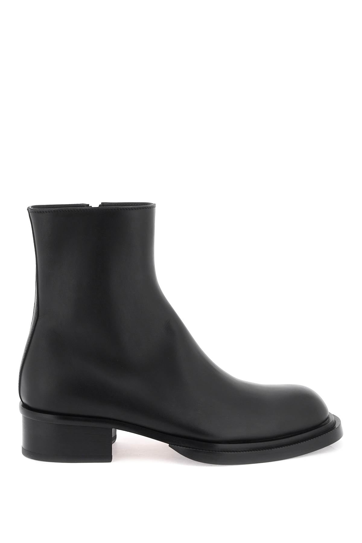 Cuban Stack Ankle Boots  - Black