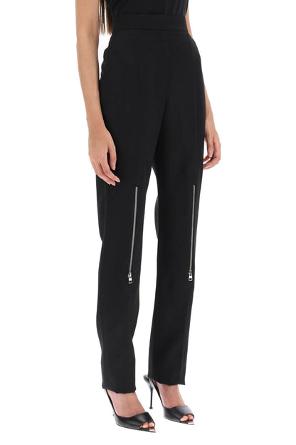 Pants With Zippers On Knees  - Black