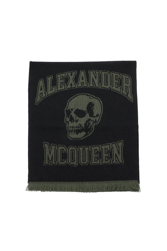 Varsity Logo Wool Scarf  - Black