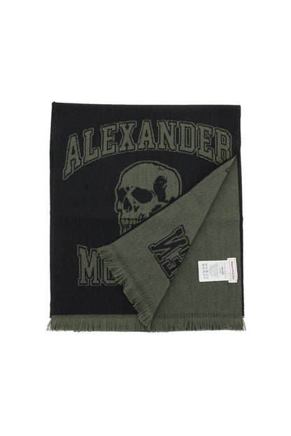 Varsity Logo Wool Scarf  - Black