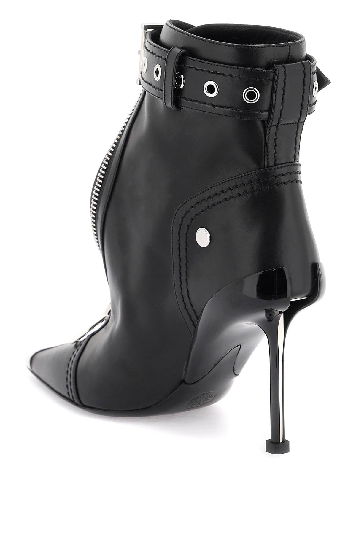 'slash Biker' Ankle Boots  - Black