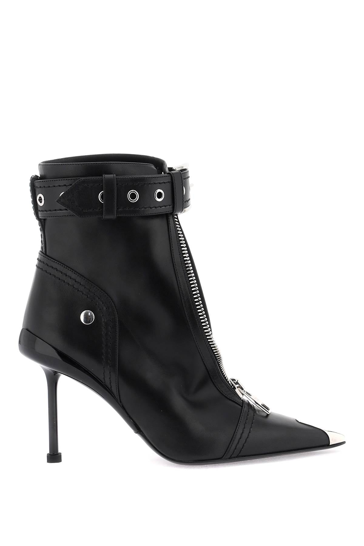 'slash Biker' Ankle Boots  - Black