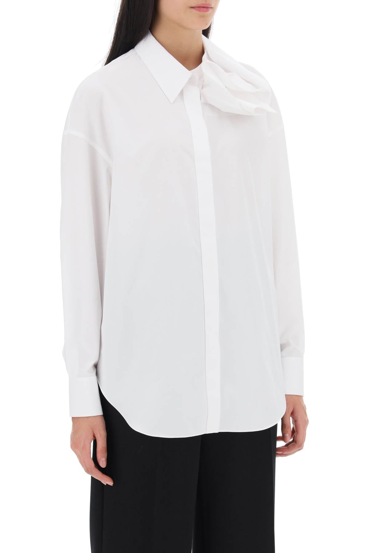 Shirt With Orchid Detail  - White