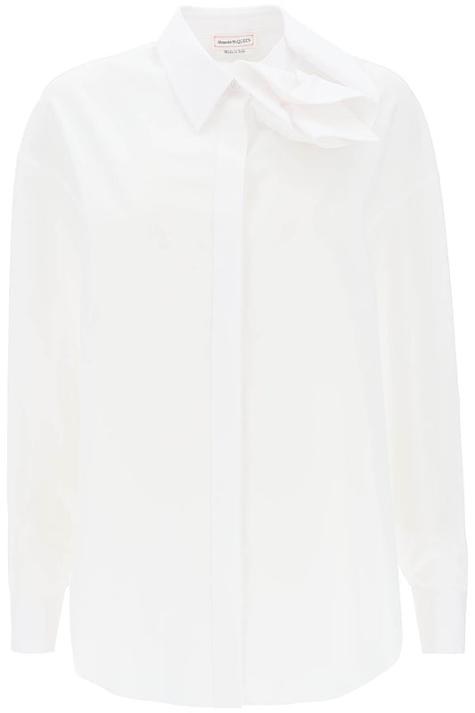 Shirt With Orchid Detail  - White