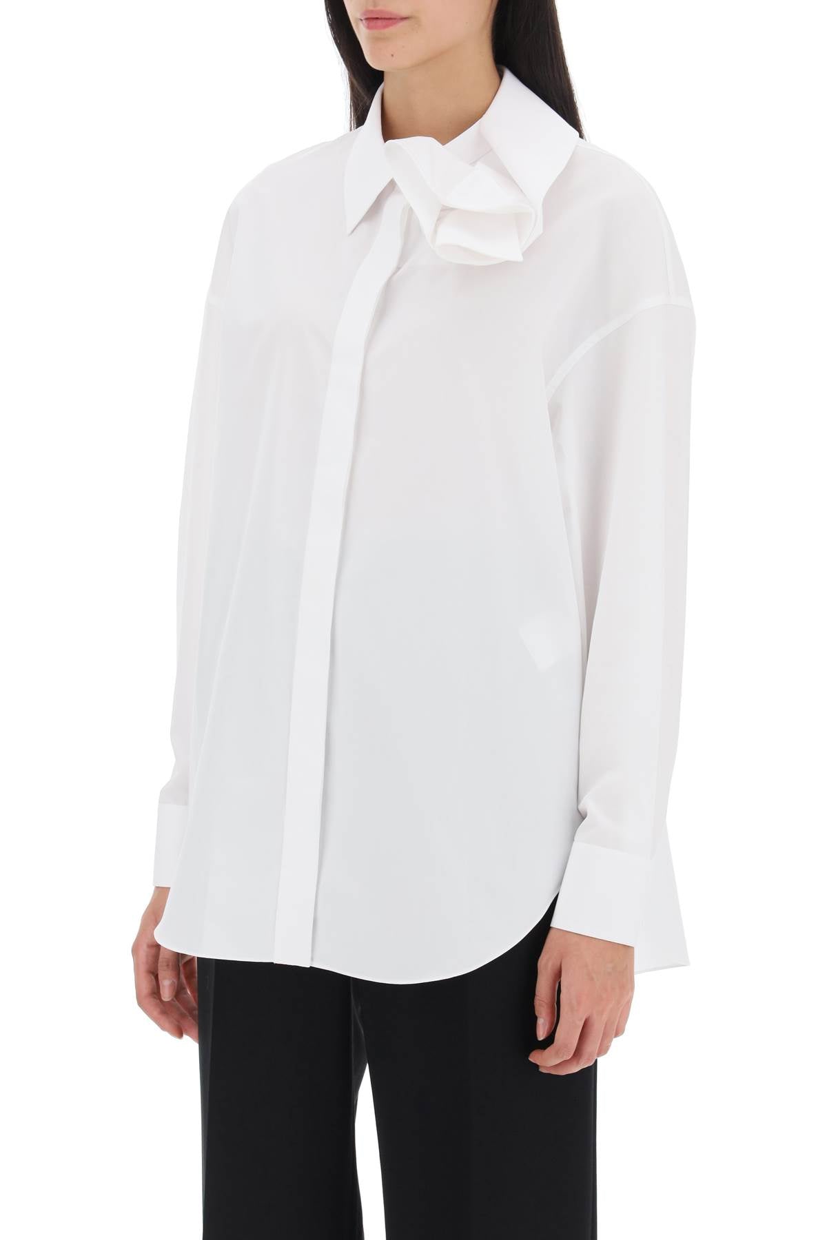 Shirt With Orchid Detail  - White