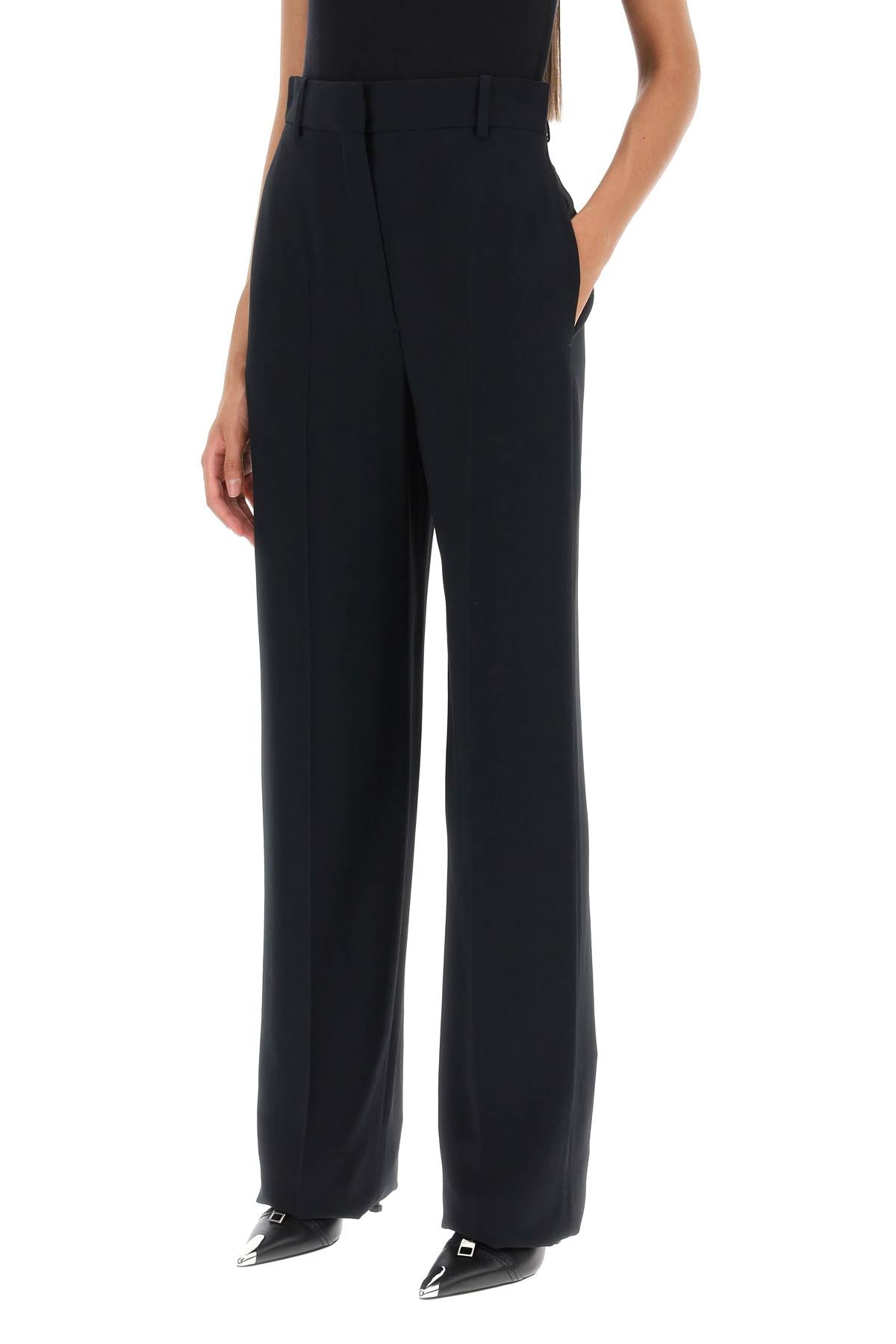 Fluid Crepe Trousers  - Black