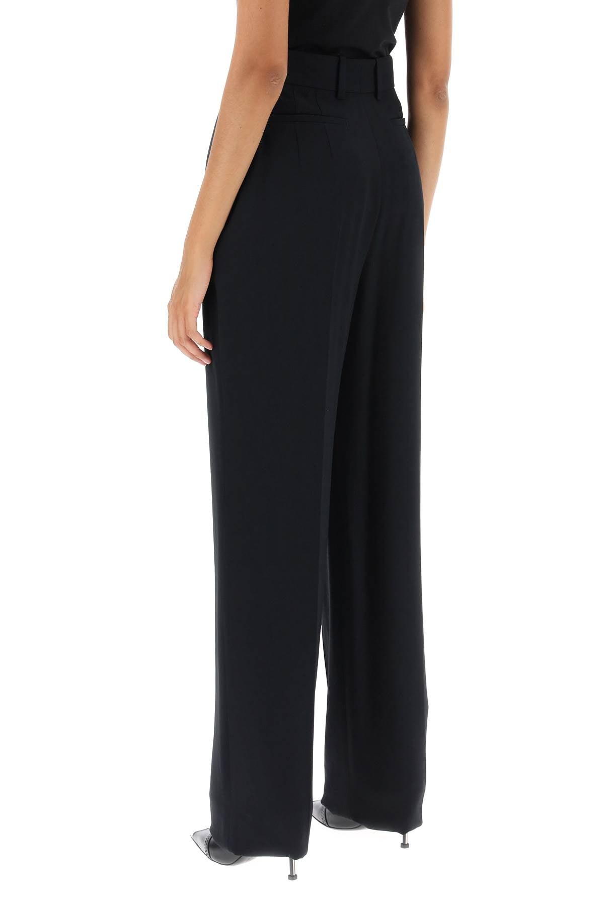 Fluid Crepe Trousers  - Black