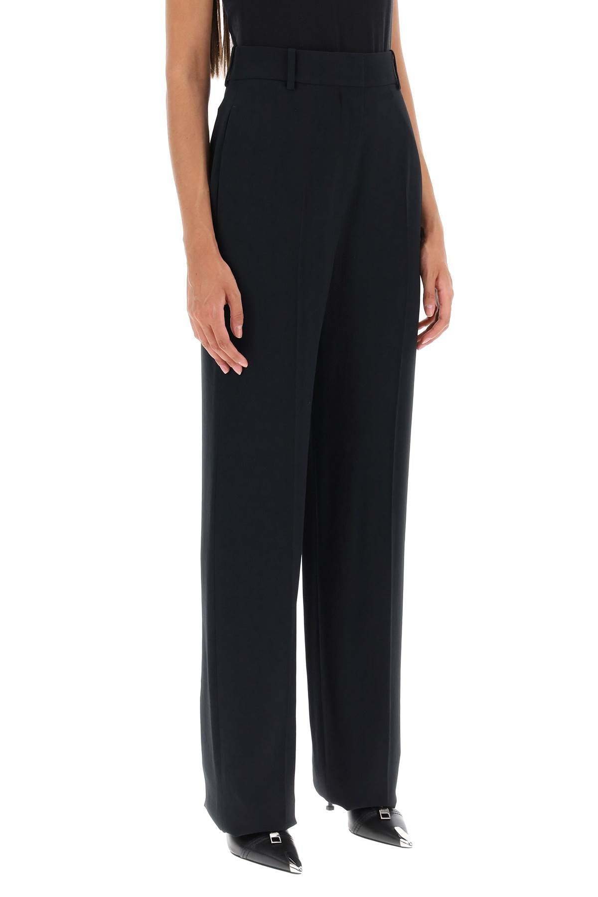 Fluid Crepe Trousers  - Black