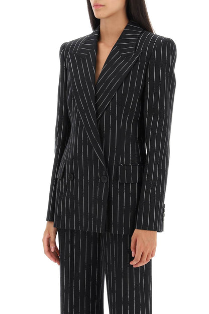 Broken Pinstripe Jacket  - Black