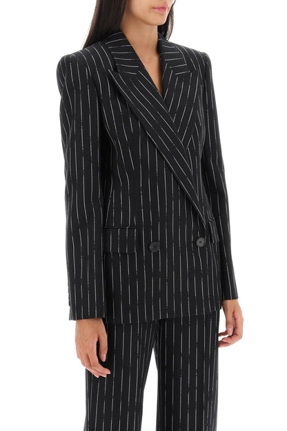 Broken Pinstripe Jacket  - Black