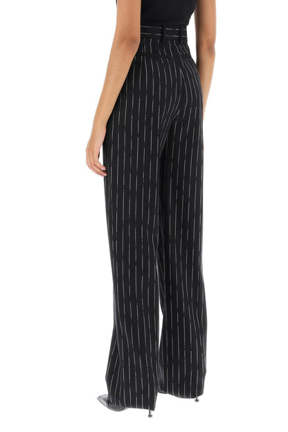 Broken Pinstripe Trousers  - Black