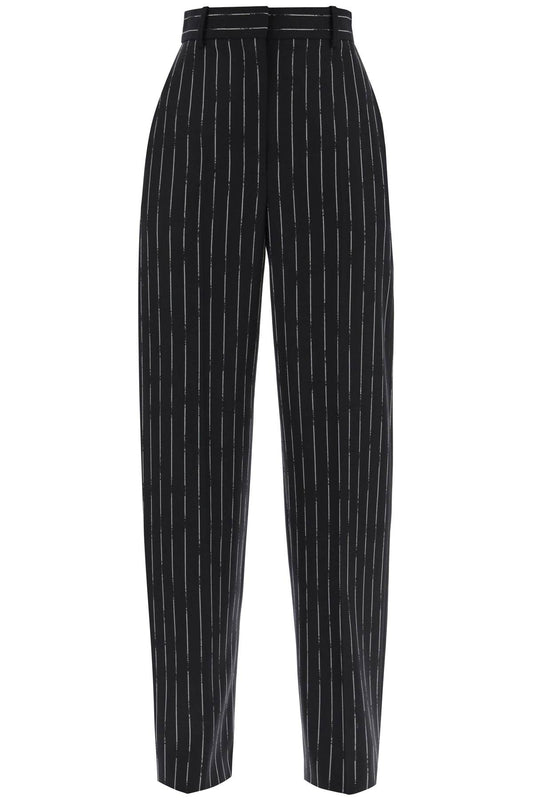 Broken Pinstripe Trousers  - Black