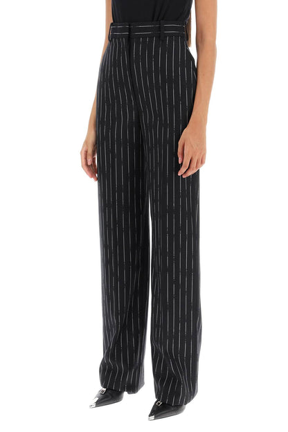 Broken Pinstripe Trousers  - Black