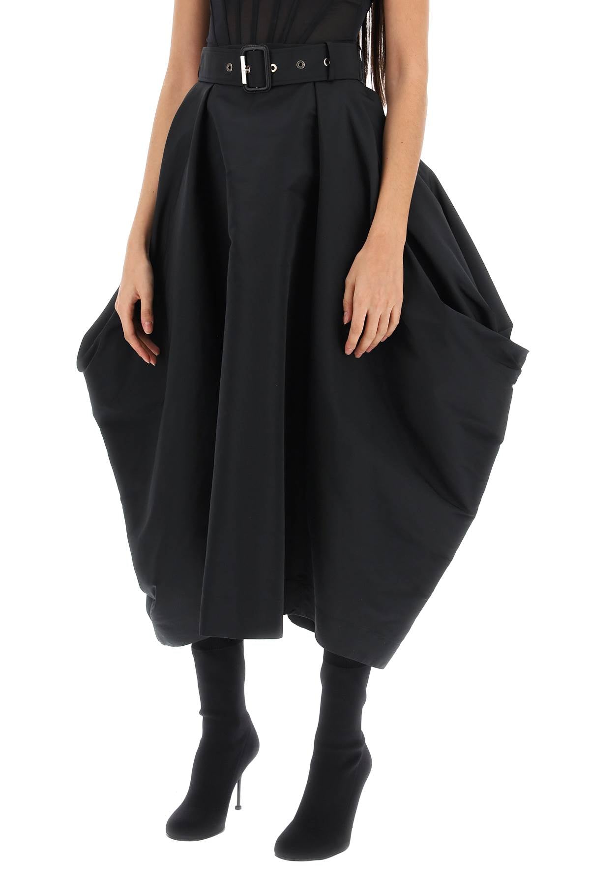 Peg-top Skirt In Polyfaille  - Black