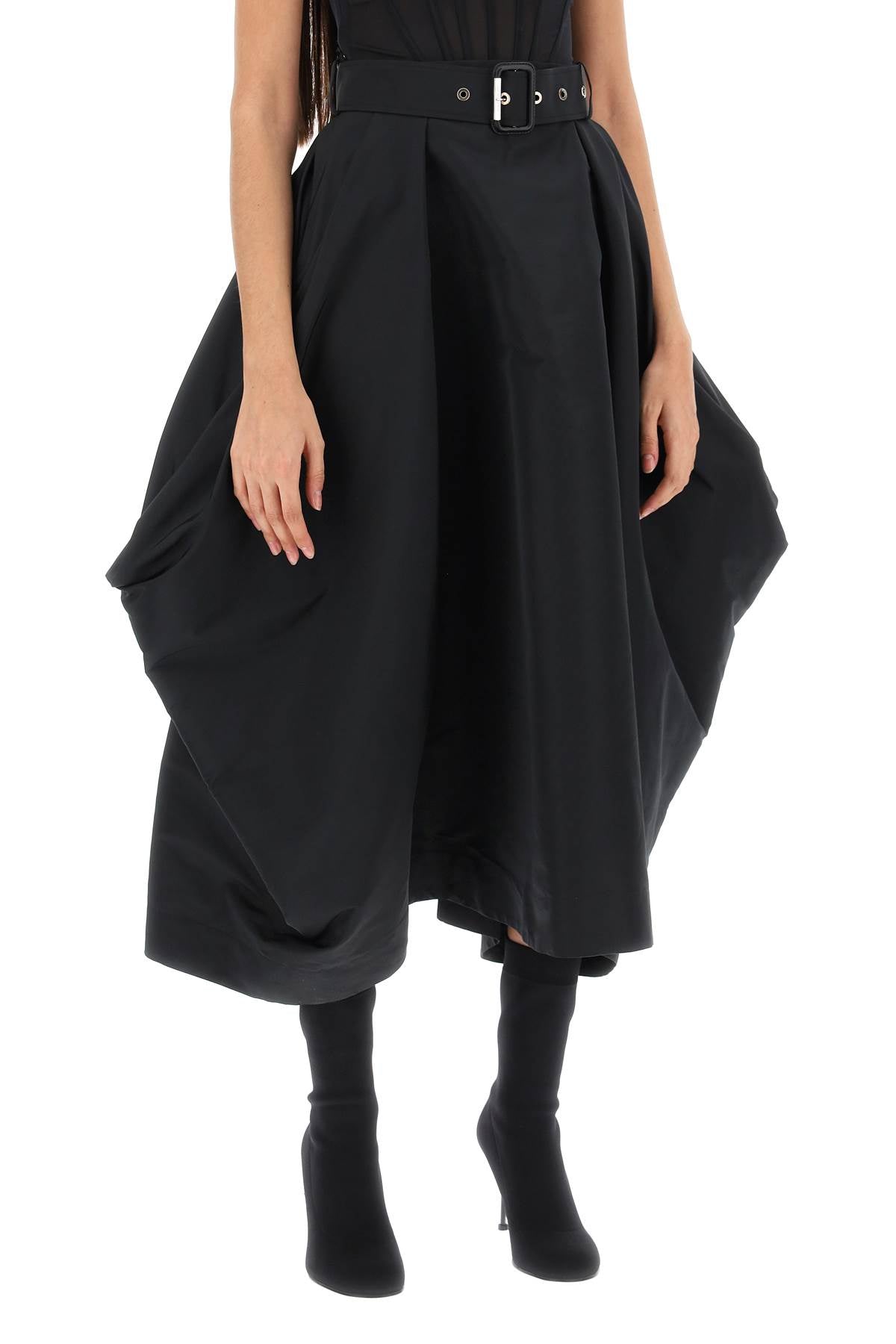 Peg-top Skirt In Polyfaille  - Black