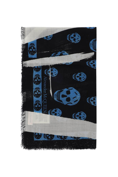 Slashed Skull Scarf  - Black