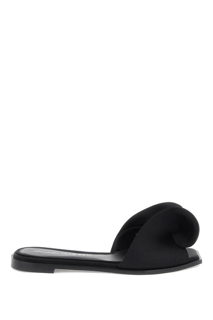 Slides With Silk Detail  - Black