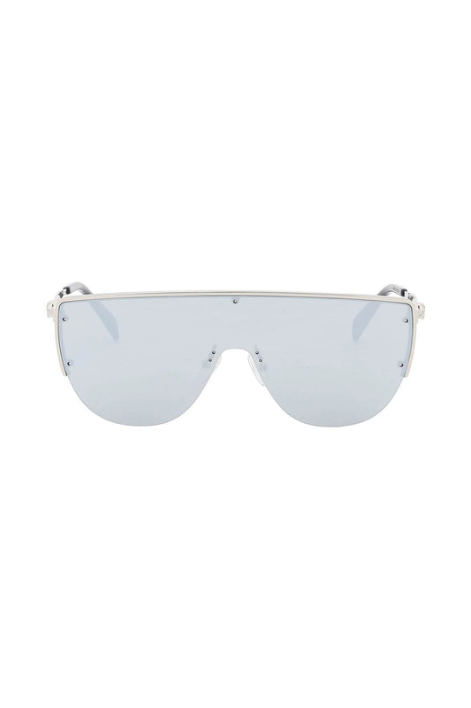 Sunglasses With Mirrored Lenses And Mask-style Frame  - Silver