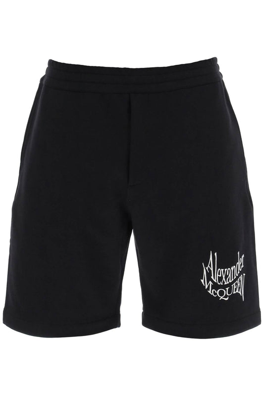 Warped Logo Sweat Shorts  - Black