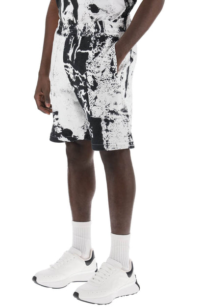 Fold Print Sweat Shorts  - White